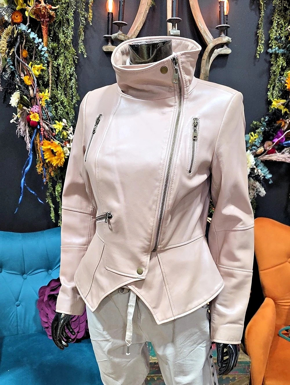 G.I.L.I. Blush Leather Design Moto Jacket